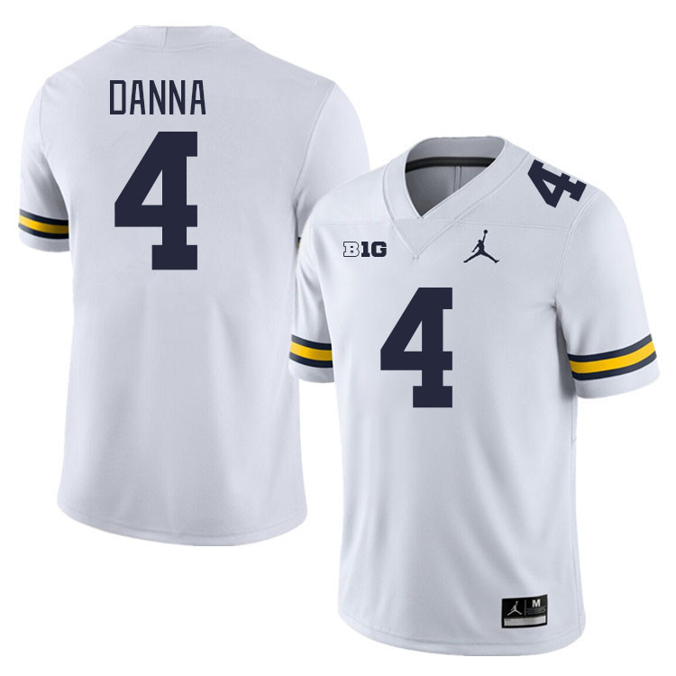 Michigan Wolverines #4 Mike Danna College Football Jerseys Stitched Sale-White